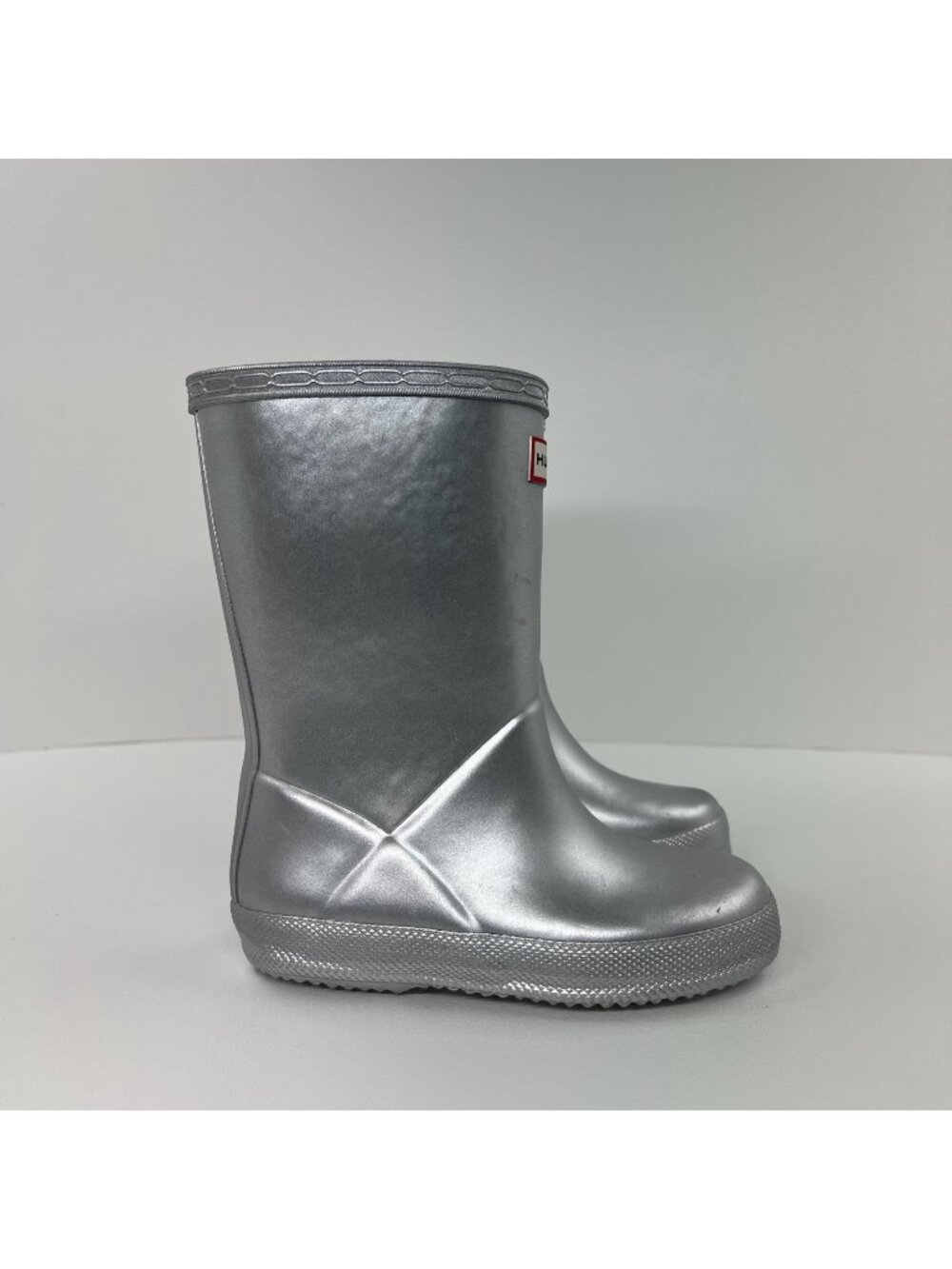 Hunter Kids First Classic Rain Boots Toddler US 10B 11G Pull On Metallic Silver